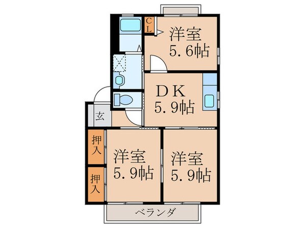 エルミタージュくにたＡ棟の物件間取画像